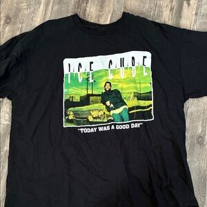 Black Graphic Tee with Green Photo Print - "Today Was a Good Day"